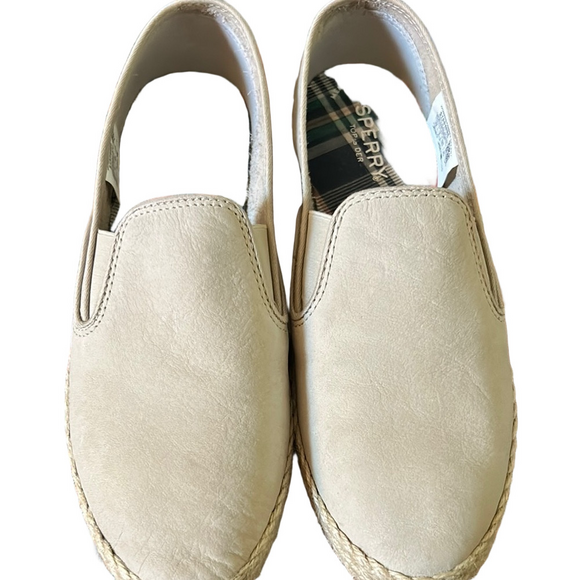 Sperry Shoes - Sperry top siders ecru twin Gore Slip-Ons with jute trim 8.5 new condition